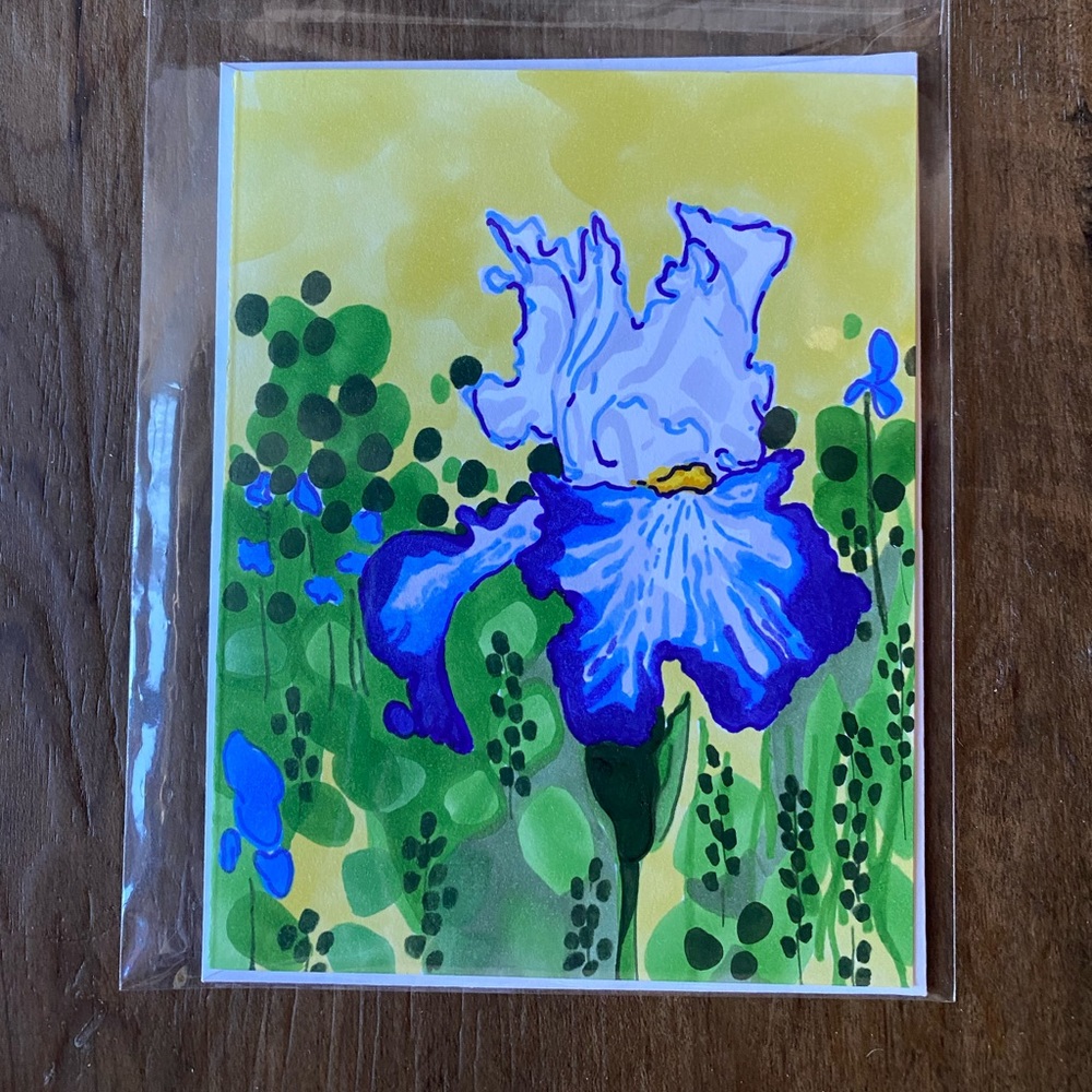Handmade card with envelope and sticker